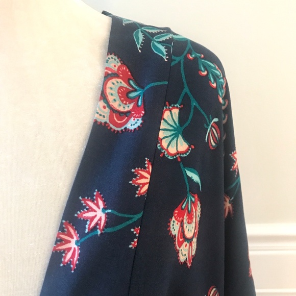 RENEE C Floral Print Navy Boho Kimono Top-USA MADE - Picture 4 of 5